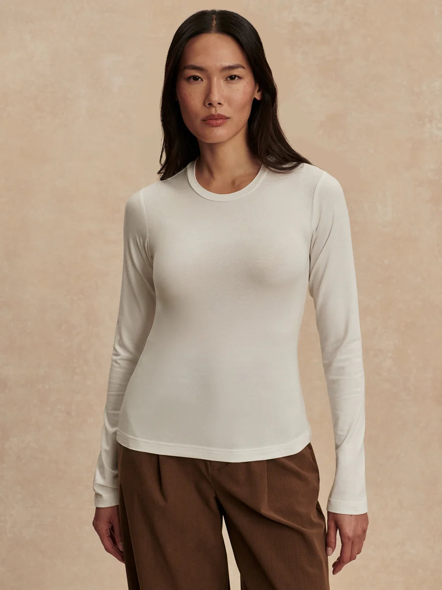 Varley Edna Long Sleeve Fitted Tee - White