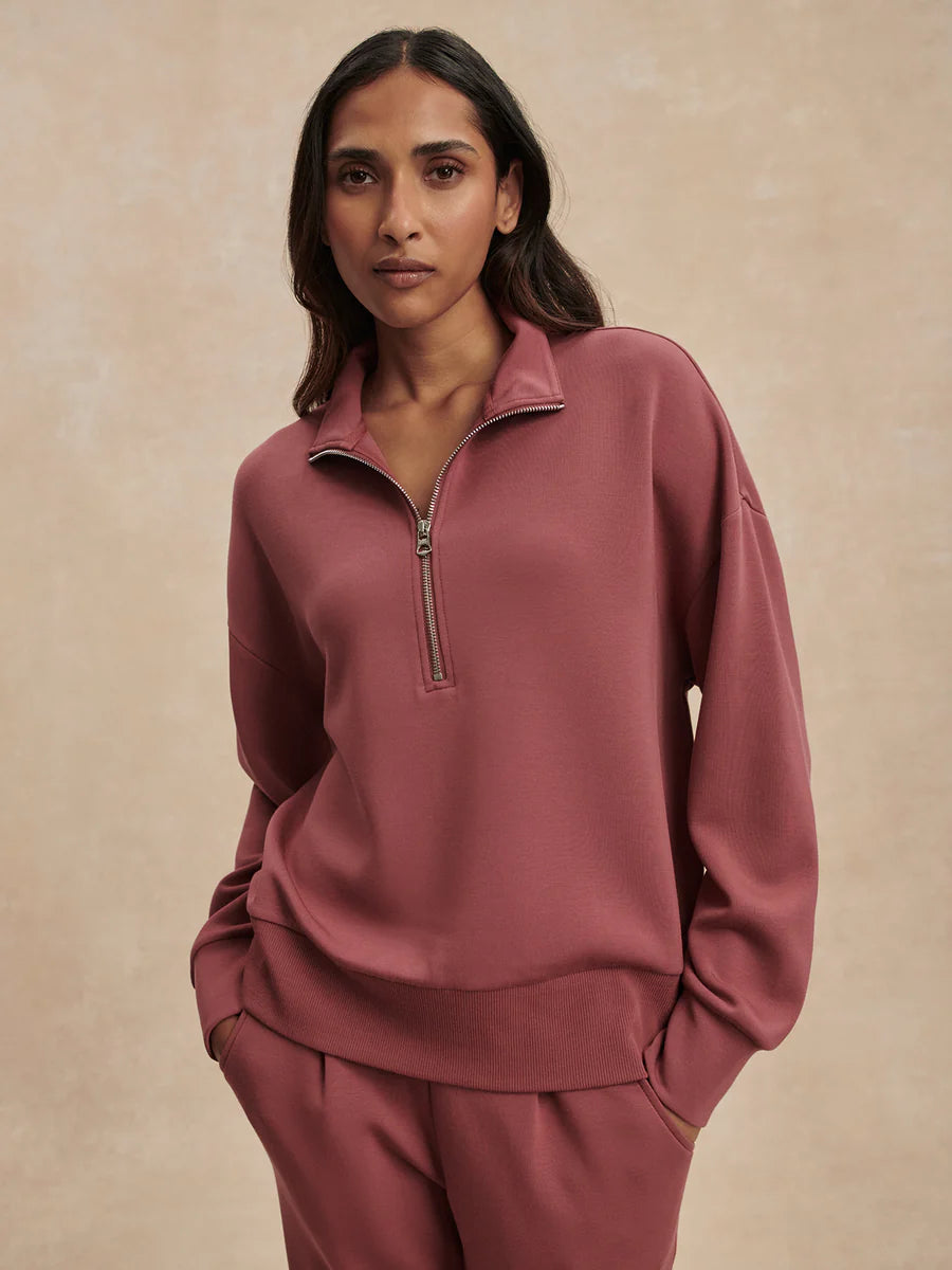 Varley Mavis Mock Neck Sweat – Wild Rhubarb