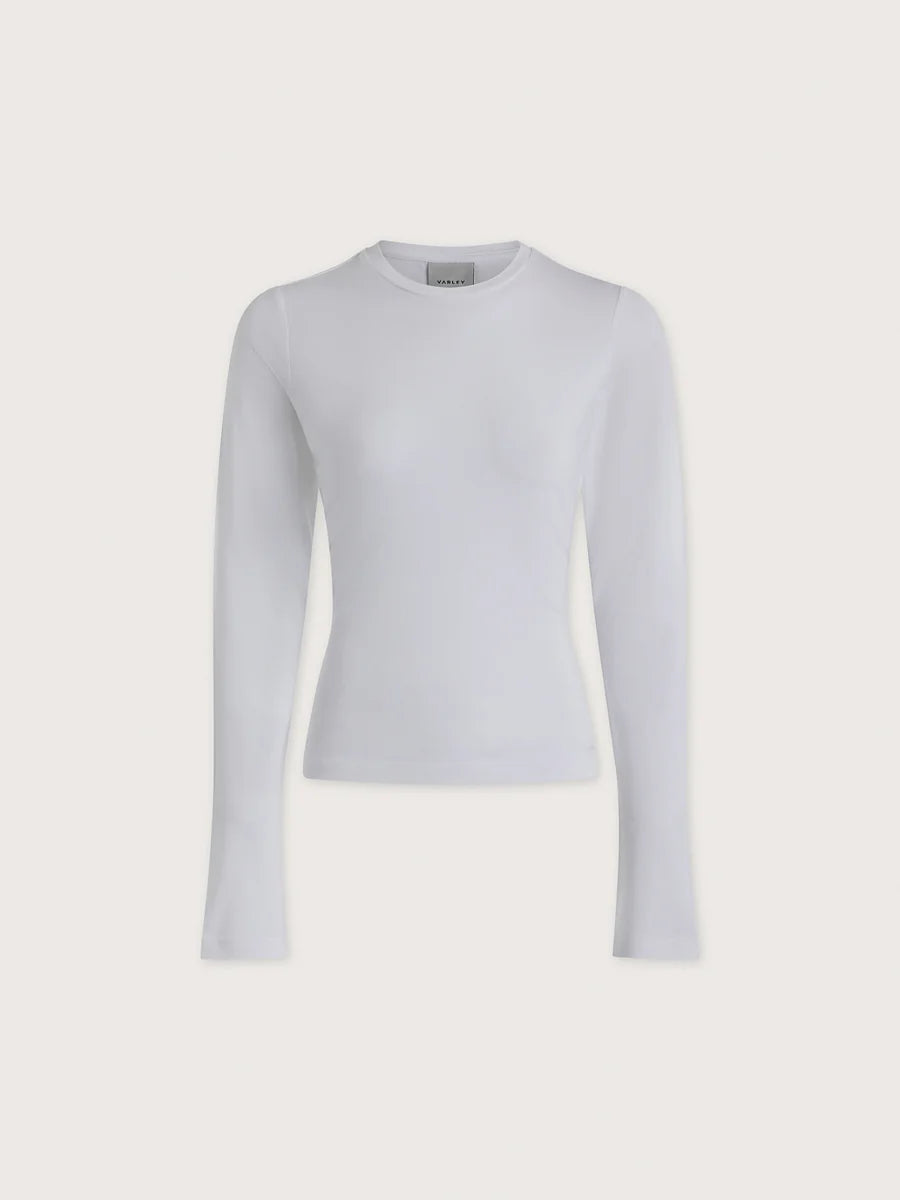 Varley Edna Long Sleeve Fitted Tee - White