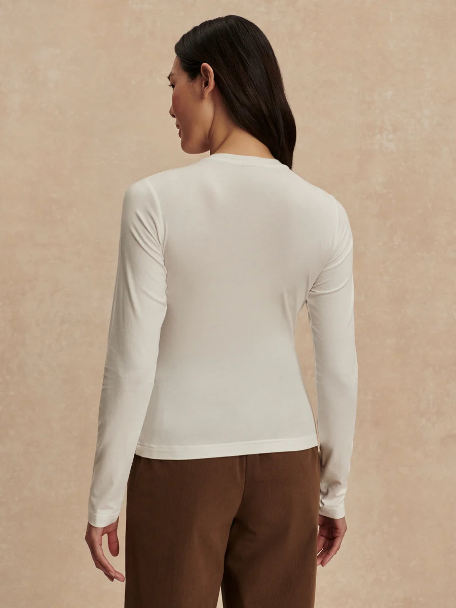Varley Edna Long Sleeve Fitted Tee - White