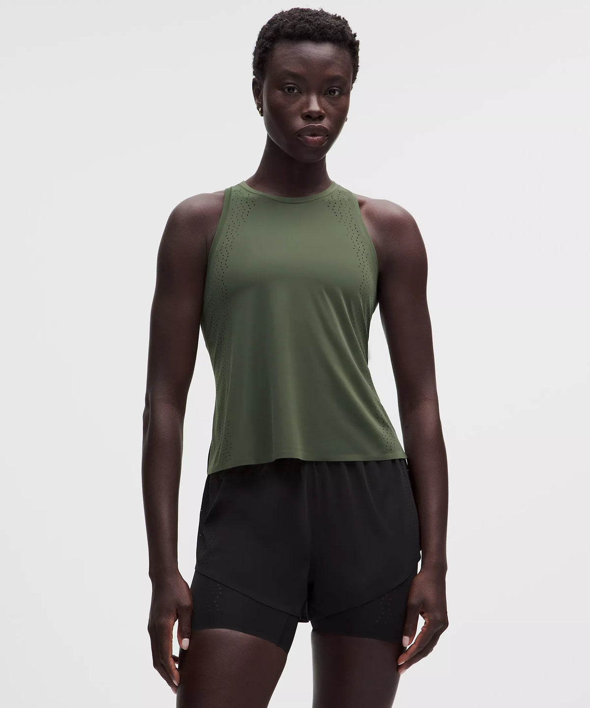 Sleek Perforated Run Tank - Sage