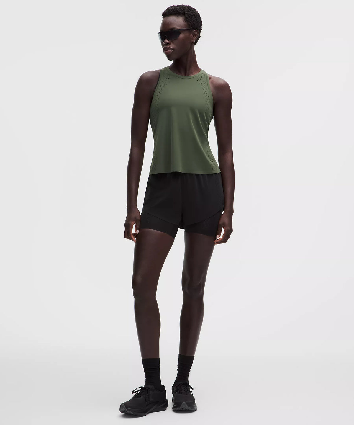 Sleek Perforated Run Tank - Sage