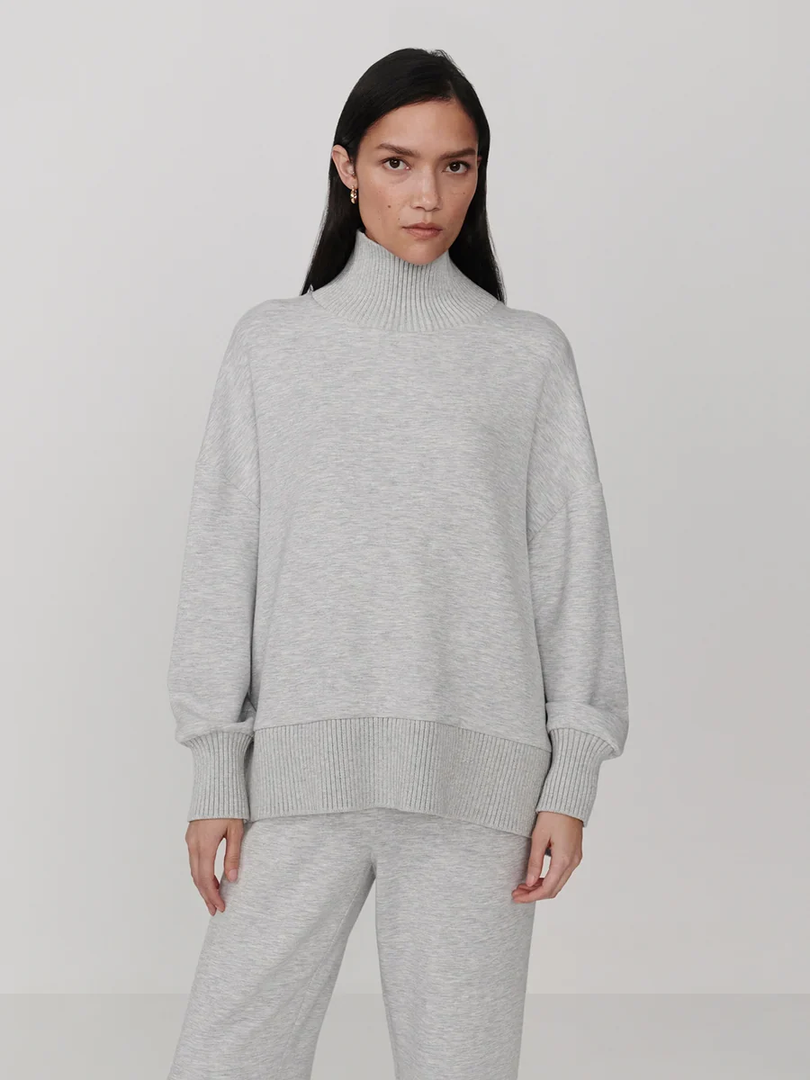 Barker High-Neck Sweat - Grey Marl